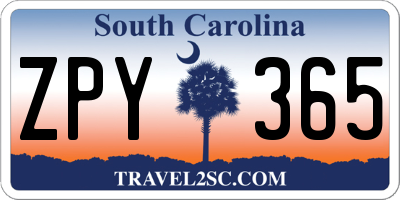SC license plate ZPY365