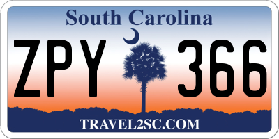 SC license plate ZPY366