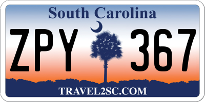 SC license plate ZPY367