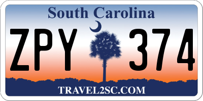 SC license plate ZPY374