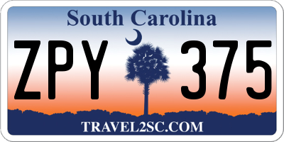 SC license plate ZPY375