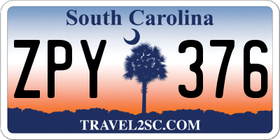 SC license plate ZPY376