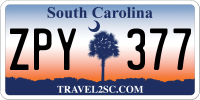 SC license plate ZPY377