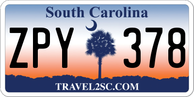 SC license plate ZPY378