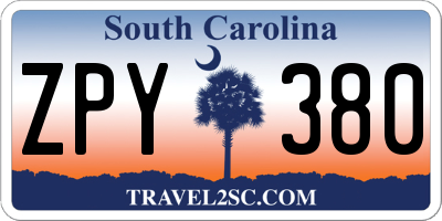 SC license plate ZPY380