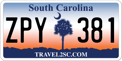 SC license plate ZPY381