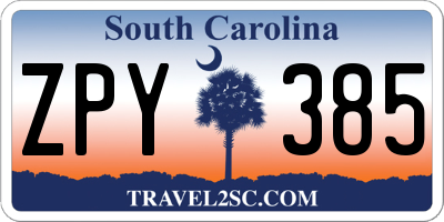SC license plate ZPY385