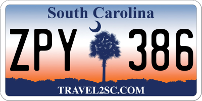 SC license plate ZPY386