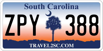SC license plate ZPY388