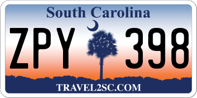 SC license plate ZPY398