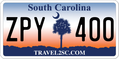 SC license plate ZPY400
