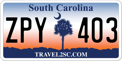 SC license plate ZPY403