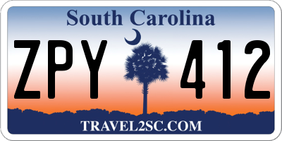 SC license plate ZPY412