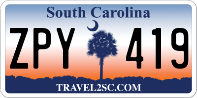 SC license plate ZPY419