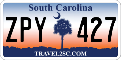 SC license plate ZPY427