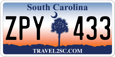 SC license plate ZPY433