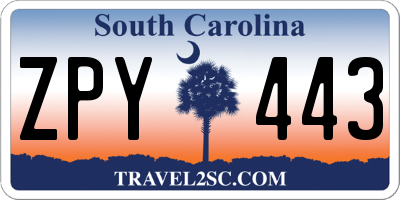 SC license plate ZPY443