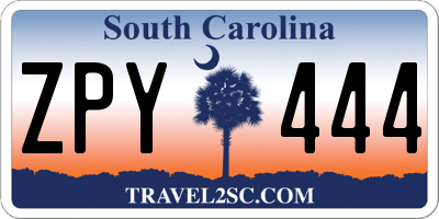 SC license plate ZPY444