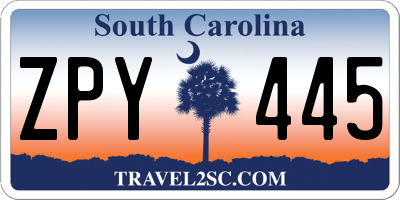 SC license plate ZPY445