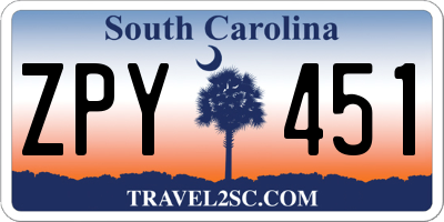 SC license plate ZPY451