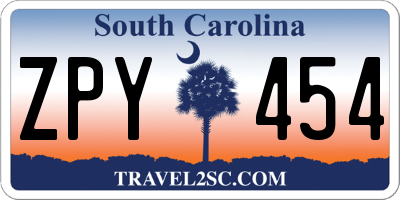 SC license plate ZPY454