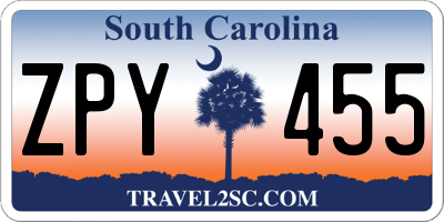 SC license plate ZPY455