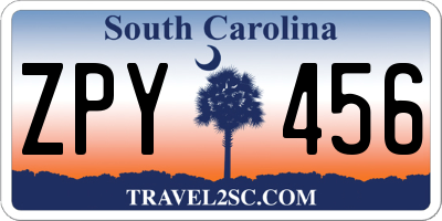 SC license plate ZPY456