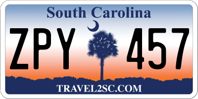 SC license plate ZPY457