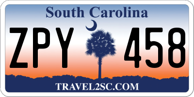 SC license plate ZPY458