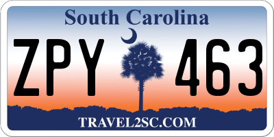 SC license plate ZPY463