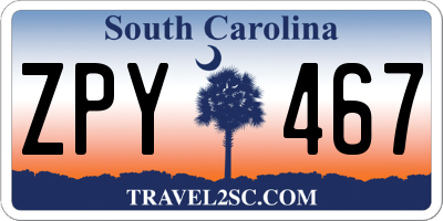 SC license plate ZPY467