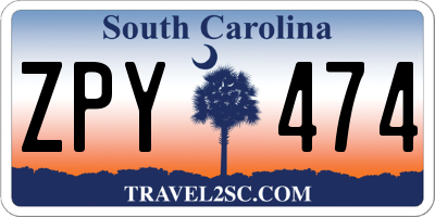 SC license plate ZPY474
