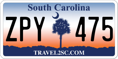 SC license plate ZPY475