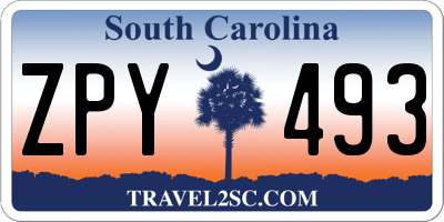 SC license plate ZPY493