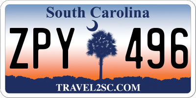 SC license plate ZPY496