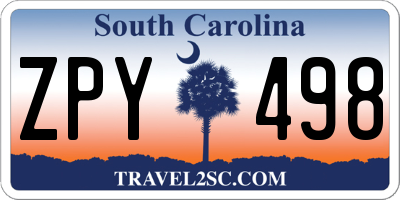 SC license plate ZPY498