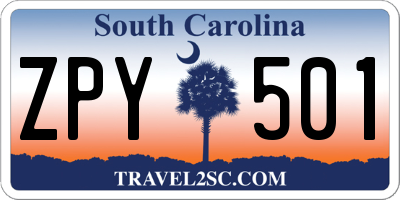 SC license plate ZPY501