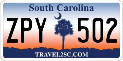 SC license plate ZPY502