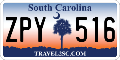 SC license plate ZPY516