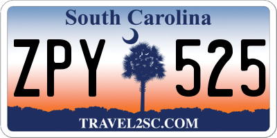 SC license plate ZPY525