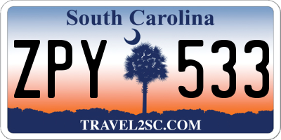 SC license plate ZPY533