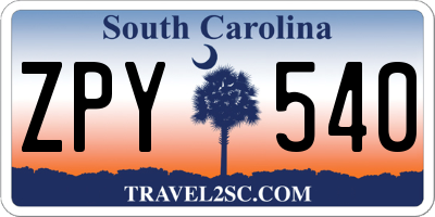 SC license plate ZPY540