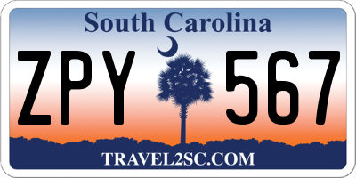 SC license plate ZPY567