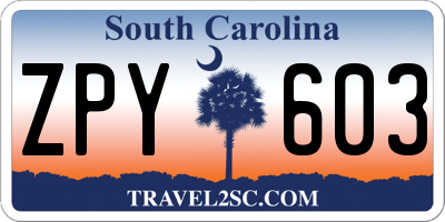 SC license plate ZPY603