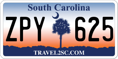 SC license plate ZPY625