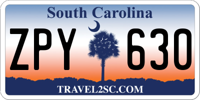 SC license plate ZPY630