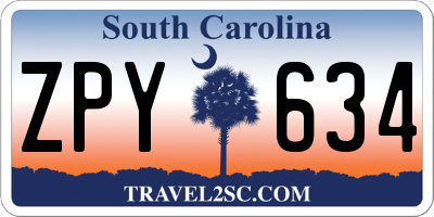 SC license plate ZPY634