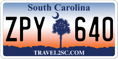 SC license plate ZPY640