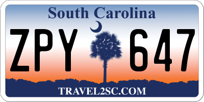 SC license plate ZPY647