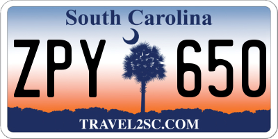 SC license plate ZPY650